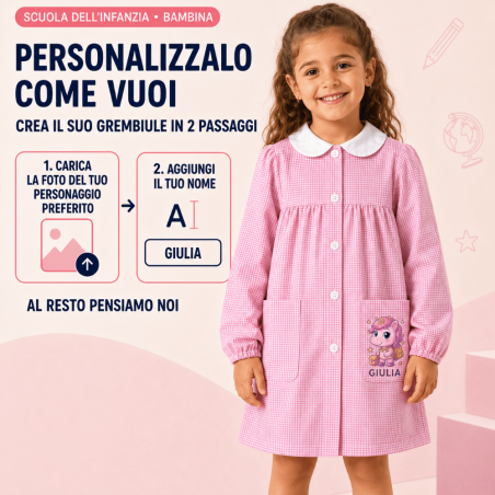 Grembiule per le scuole elementari e materno personalizzabile