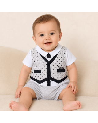 Pagliaccetto con finto gilet con nome