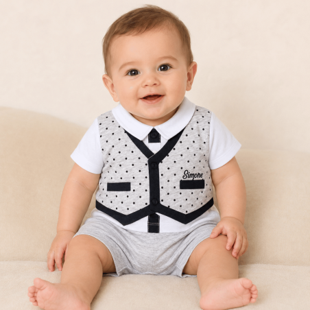 Pagliaccetto con finto gilet con nome