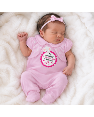 Summer romper suit with cherries "Sorry for the delay..."