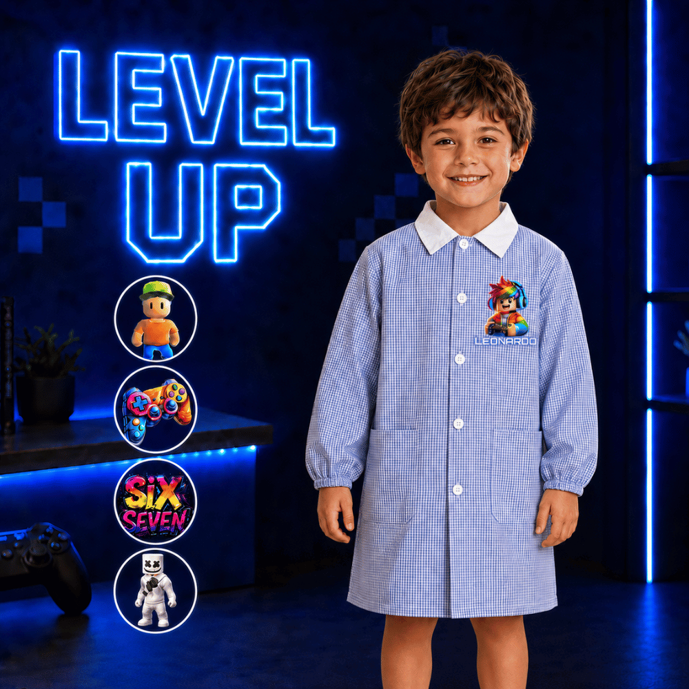 Grembiule infanzia bambino personalizzato Level Up