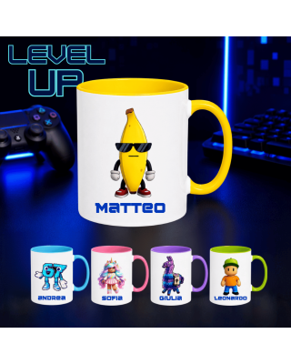 Tazza di Plastica Level Up Personalizzata con Nome