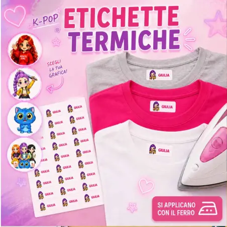 Etichette Termoadesive Personalizzate K-Pop con Nome | 70 pz
