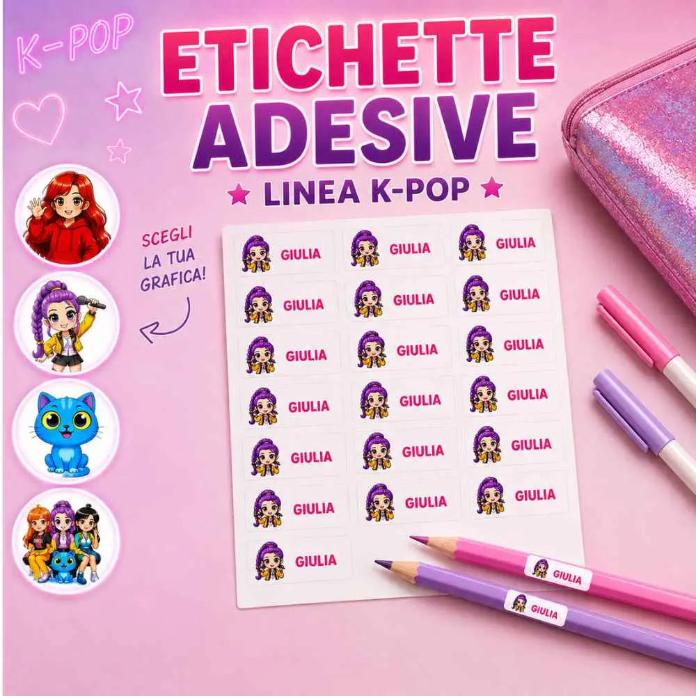 Etichette Adesive Personalizzate K-Pop con Nome | 120 pz