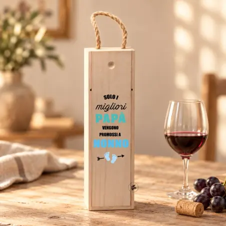 Cassetta in legno porta vino  con maniglia "Solo i migliori papà vengo