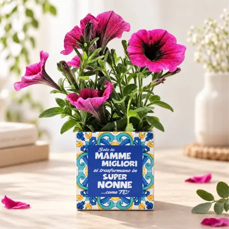 Vaso in ceramica con dedica da personalizzare per la festa dei nonni
