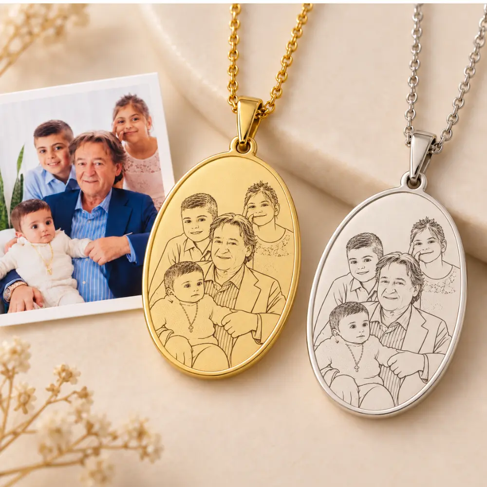 Charm Ovale Personalizzato con Foto Incisa | BuyItalianStyle