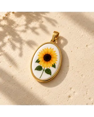 Charm Girasole Ovale | Ciondolo o Collana BIS