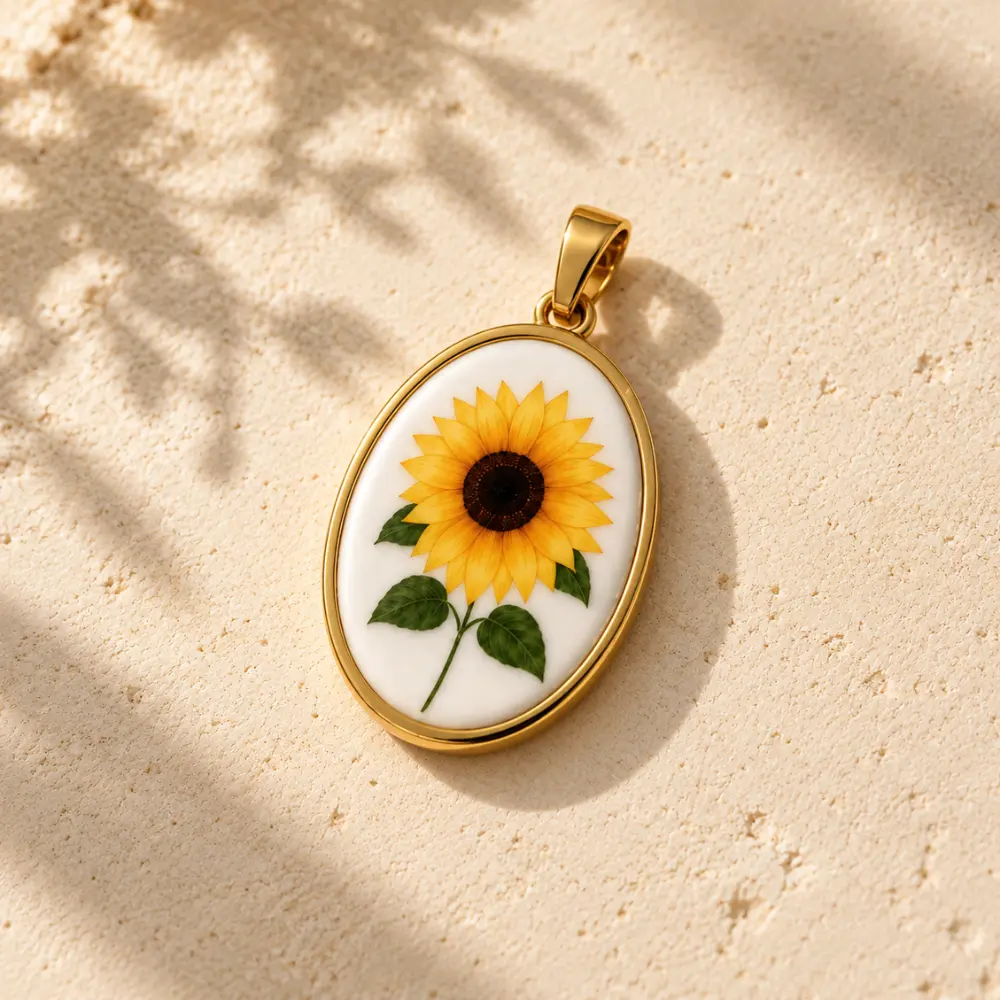 Charm Girasole Ovale | Ciondolo o Collana BIS