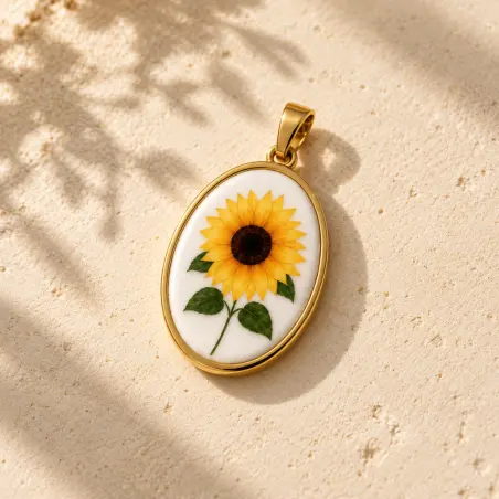 Charm Girasole Ovale | Ciondolo o Collana BIS