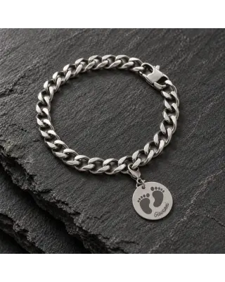 "Footprint" chain bracelet customizable with the name of your baby