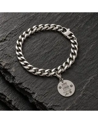 Bracciale a maglia in acciaio con ciondolo