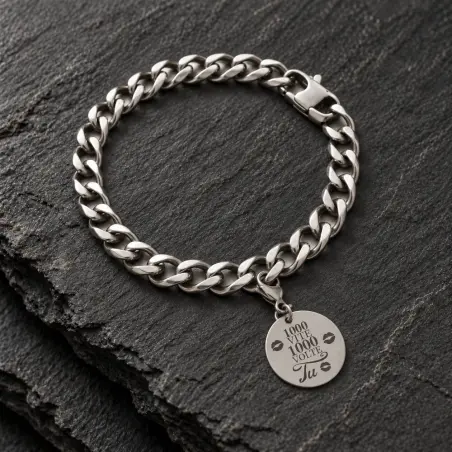 Bracciale a maglia in acciaio con ciondolo
