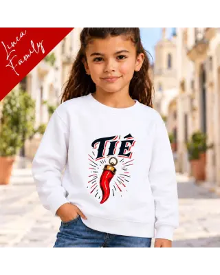Felpa bambino bambina “Tiè” con cornetto rosso – Linea Family