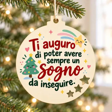 Addobbo Natale per vicini di casa con dedica, casette innevate, cuori e tre stelline traforate
