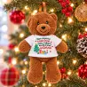 Orsetto appeso all’albero di Natale con maglietta Non importa cosa trovi sotto l’albero ma chi ci trovi intorno