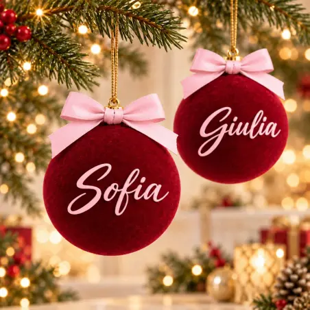 Pallina Natale in velluto personalizzata 10 cm | BIS