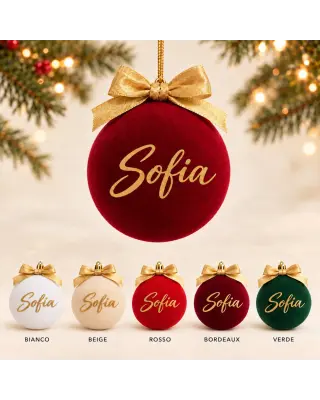 Pallina Natale in velluto personalizzata 10 cm | BIS
