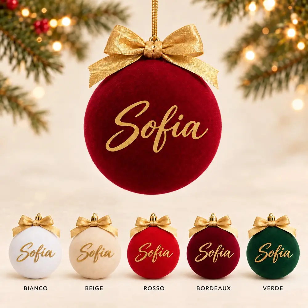 Pallina Natale in velluto personalizzata 10 cm | BIS