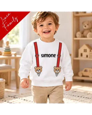 Felpa bimbo/ragazzo "Orsetti" con finte bretelle da personalizzare con
