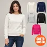 Felpa donna girocollo tinta unita con varianti colore – Offerta sottocosto.