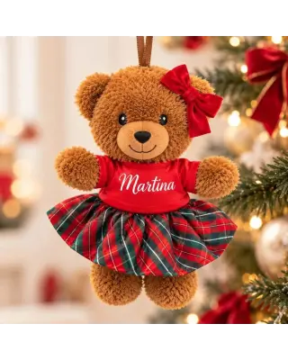 Orsetto Natale con nome e gonna tartan | BIS