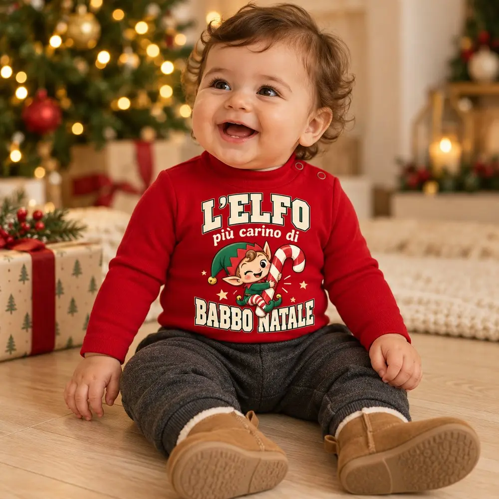 body natale in caldo cotone a lupetto "L'elfo più carino di Babbo Nata