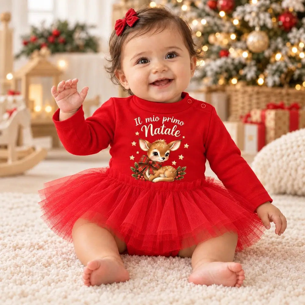 Abitino Primo Natale Bimba con Tulle e Cerbiatto | BIS