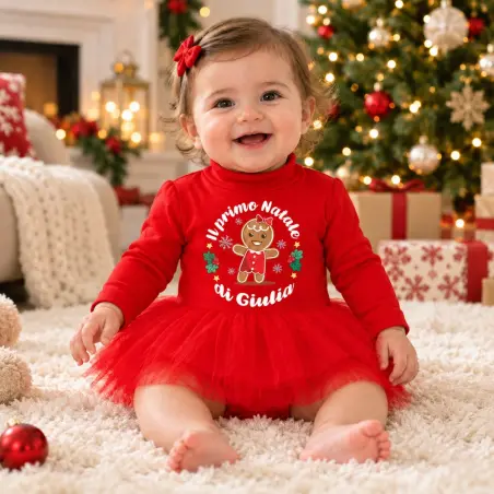 Abitino neonata con tulle Omini di marzapane "il primo Natale di" da p