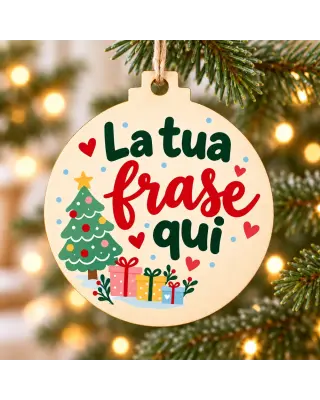 Pallina Natale in legno con frase personalizzata | BIS