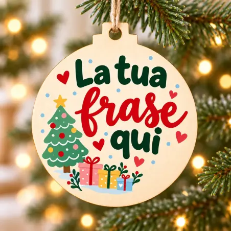 Pallina Natale in legno con frase personalizzata | BIS