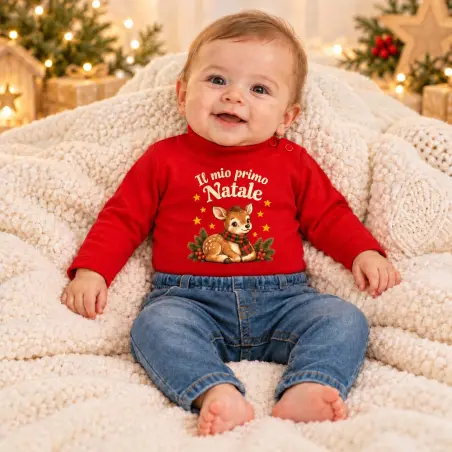 Body lupetto primo Natale con cerbiatto | BuyItalianStyle