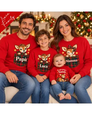 Felpa bimbo Natale con nome e cerbiatto | Linea Family