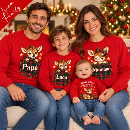 Felpa bimbo Natale con nome e cerbiatto | Linea Family