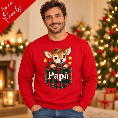 Felpa uomo natalizia personalizzata Cerbiatti di Natale Linea Family