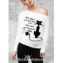 maglia a manica lunga monospalla gatto nero