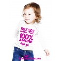 maglia bimbo bimba "50% mamma 50% papà 100% amore degli zii"