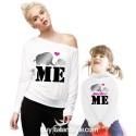maglia a manica lunga spalla scoperta uguale madre-figlia ME MINI ME 