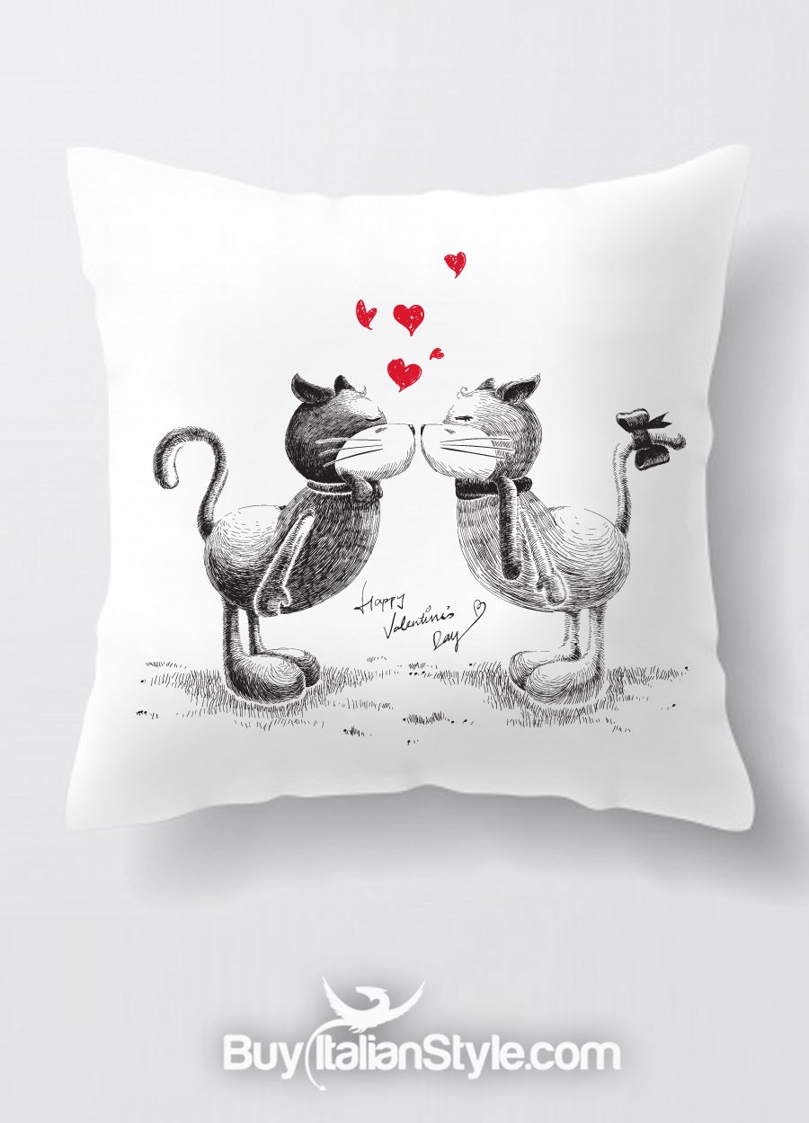 Cuscini Con Scritte.Federa Per Cuscino Con Gatti Innamorati Cats Love San Valentino