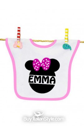 bavaglino bambino e bambina con nome personalizzato con orecchie topolino e  topolina (Minnie) - Disney