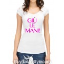 t-shirt a manica corta "giù le mani"