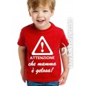 T-shirt bimbo manica corta "Attenzione che mamma è gelosa"