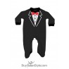 Newborn all in one with  printed smoking and applied bow tie