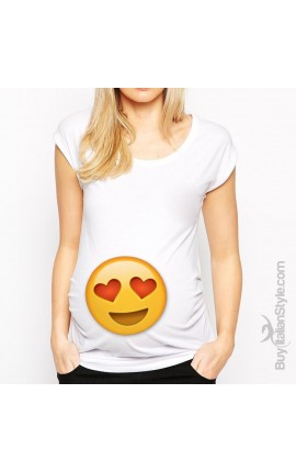 T-shirt premaman manica corta "emoij occhi a cuore"