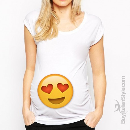 T-shirt premaman manica corta "emoij occhi a cuore"