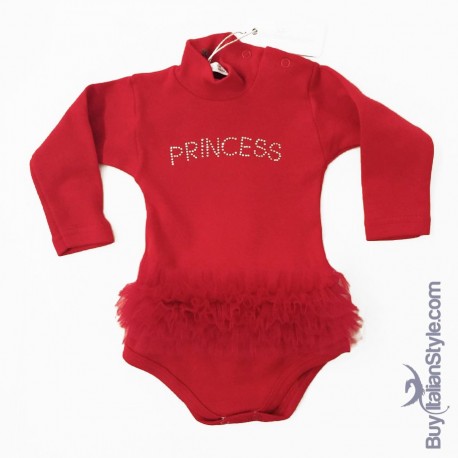 body in caldo cotone a lupetto con tutù princess rosa