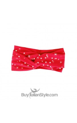 Fascia turbante rossa con stelline natalizie