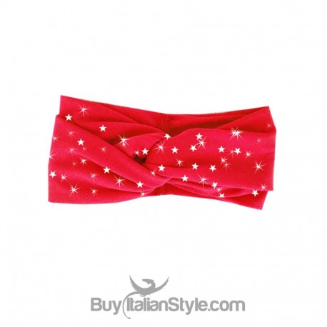 Fascia turbante rossa con stelline natalizie