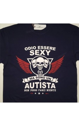 T-shirt uomo mezza manica "Odio essere sexy ma sono un autista non posso farci niente"