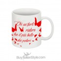 Tazza con scritta e stampa farfalla